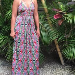 T Bags Misa Los Angeles Print Halter Maxi Dress S